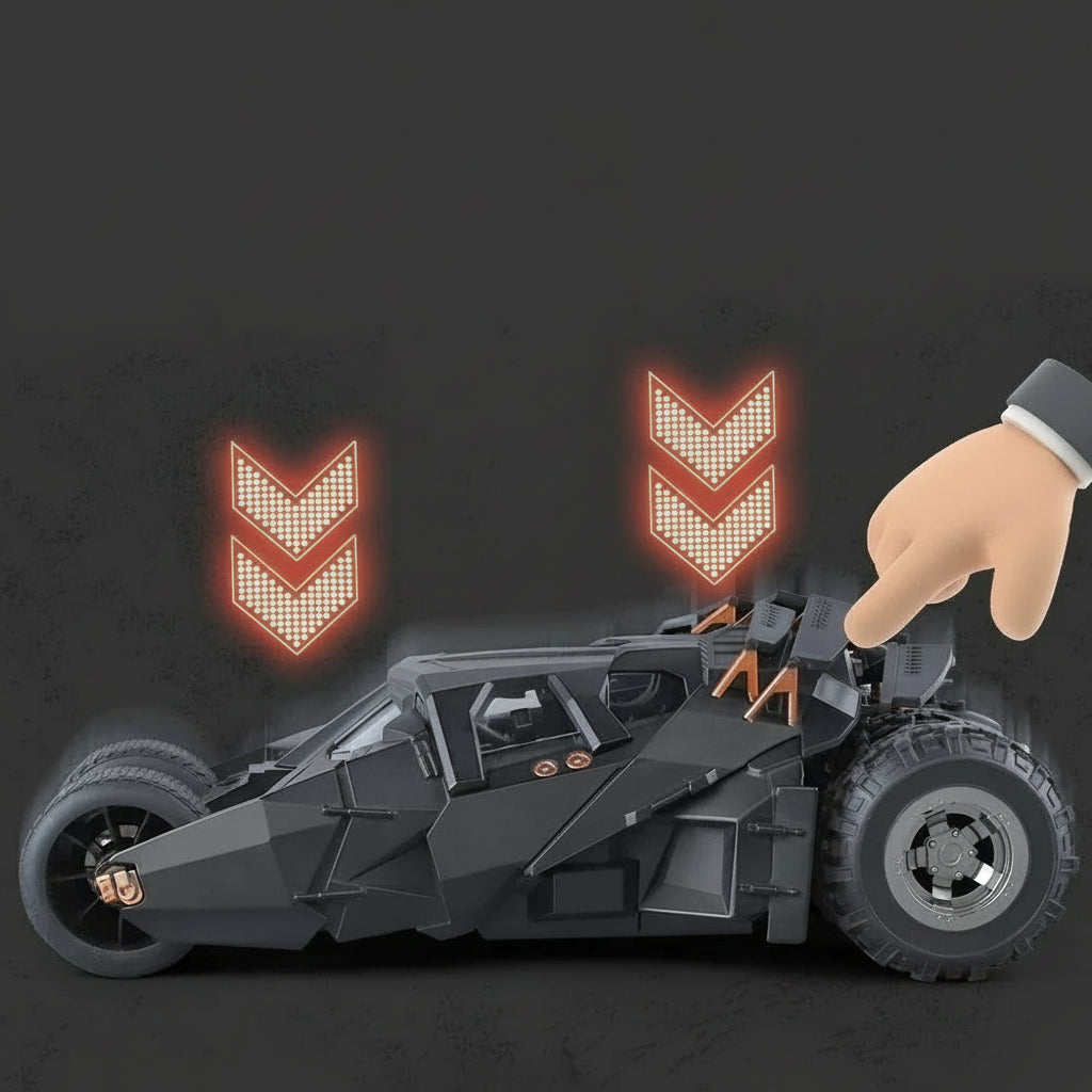 1:18 Large-Scale Batmobile Model – The Dark Knight Trilogy Alloy Car with Sound, Lights, Sliding Doors & Spray, Collectible Ornament & Gif