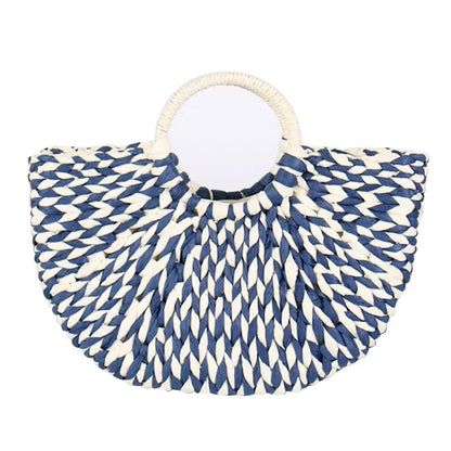 Women New Imitation Straw Handbags Woman Handmade Woven Basket Weave Handbag for Femme Ladies Simple All-Match Handbag